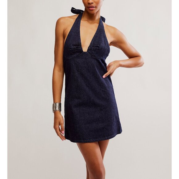 FREE PEOPLE Trevi Denim Mini Dress / Rinse - Picture 8 of 14